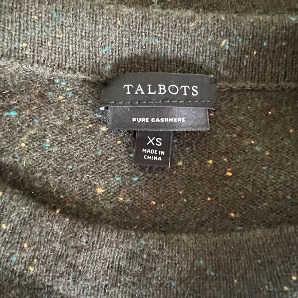 NWOT Talbots Cashmere 3/4 Sleeve Olive Green Crew Neck Sweater - Picture 3 of 7